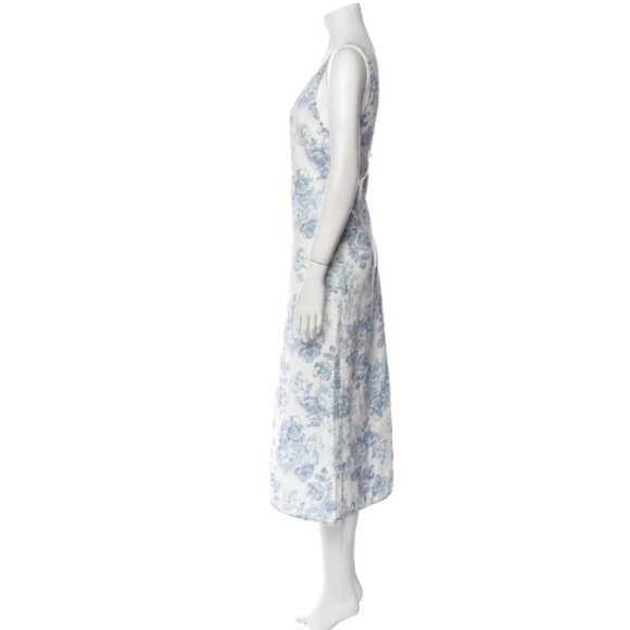 Reformation Monique Linen Midi Dress in Teacup Blue Floral size XS - Picture 2 of 5